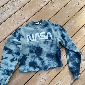 Teal and dark blue cropped NASA sweatshirt, XS, Brand: Mighty Fine